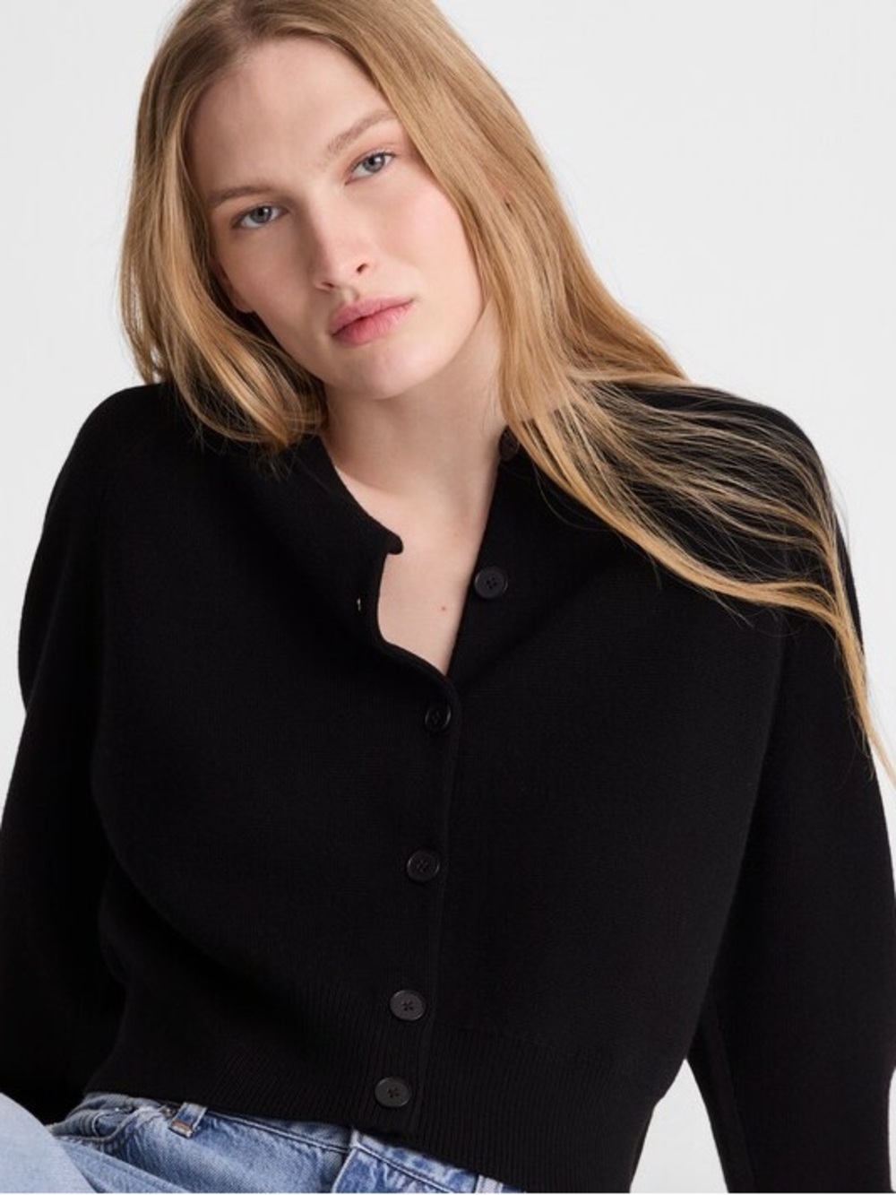 Madewell Raglan-Sleeve Cropped Cardigan Merino Wool black NY464 Sz M NWT